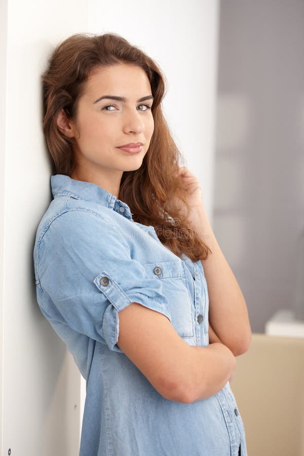 Young Woman  Standing  Arms  Crossed  Smiling Royalty Free 