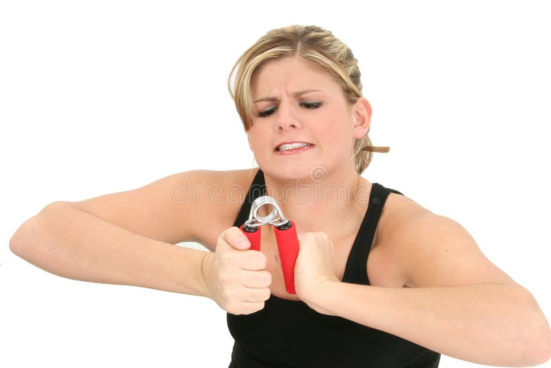 Young Woman Struggling with Hand Grips Stock Image Image of woman, health 411789