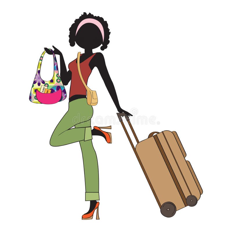 Young woman with suitcase stock vector. Illustration of lady - 32878475