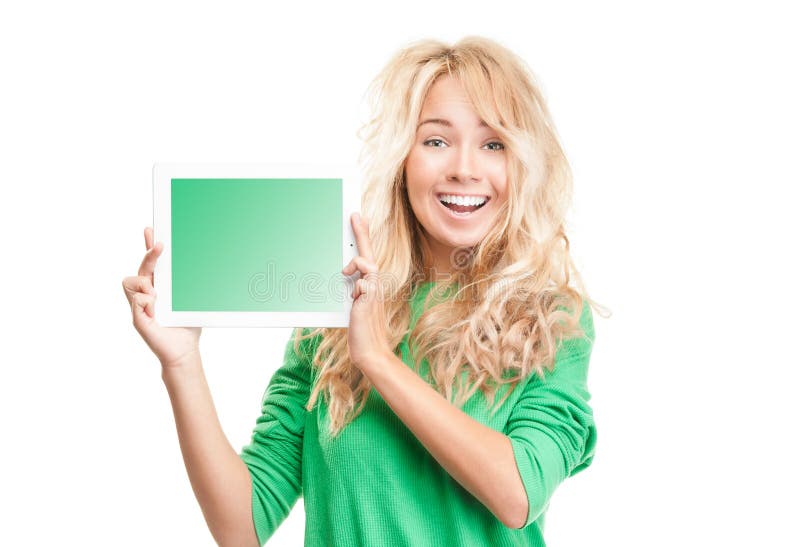 Young woman with tablet computer.