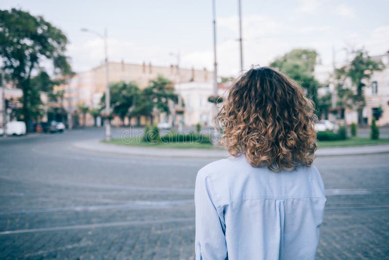 Free Stock Photo of Backside View of young girl walking in morning