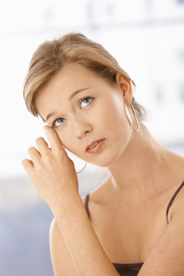 Young woman thinking royalty free stock photo