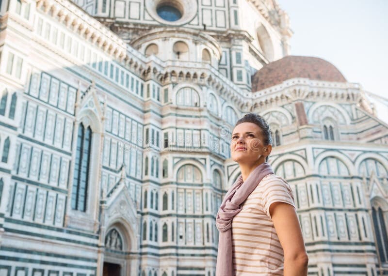 Young Woman Tourist Sightseeing in Florence, Italy Stock Photo - Image ...
