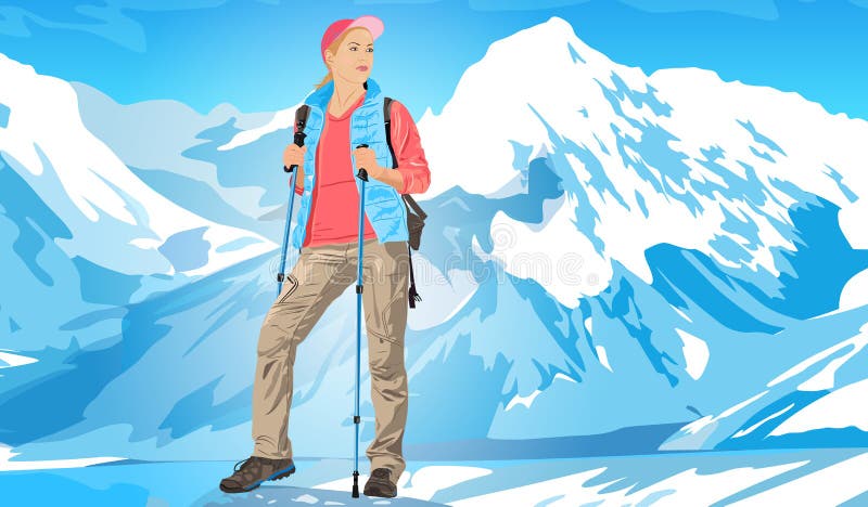 Young woman tourist royalty free illustration