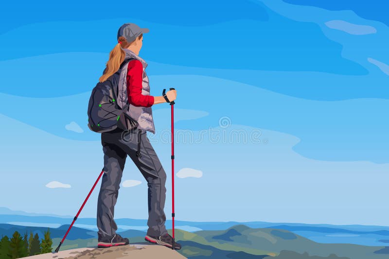 Young woman tourist vector illustration