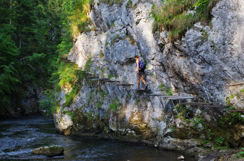 Young woman on the trail, Slovak Paradise