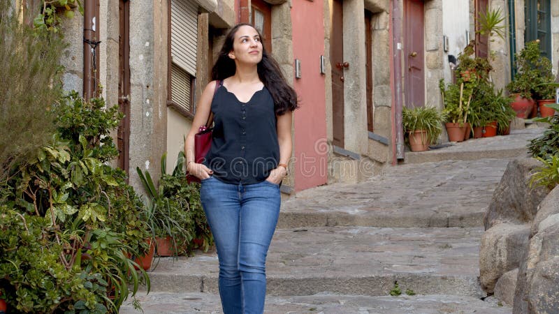 Cute Turkish Girl In The Village Of Costa Nova Stock Image Image Of