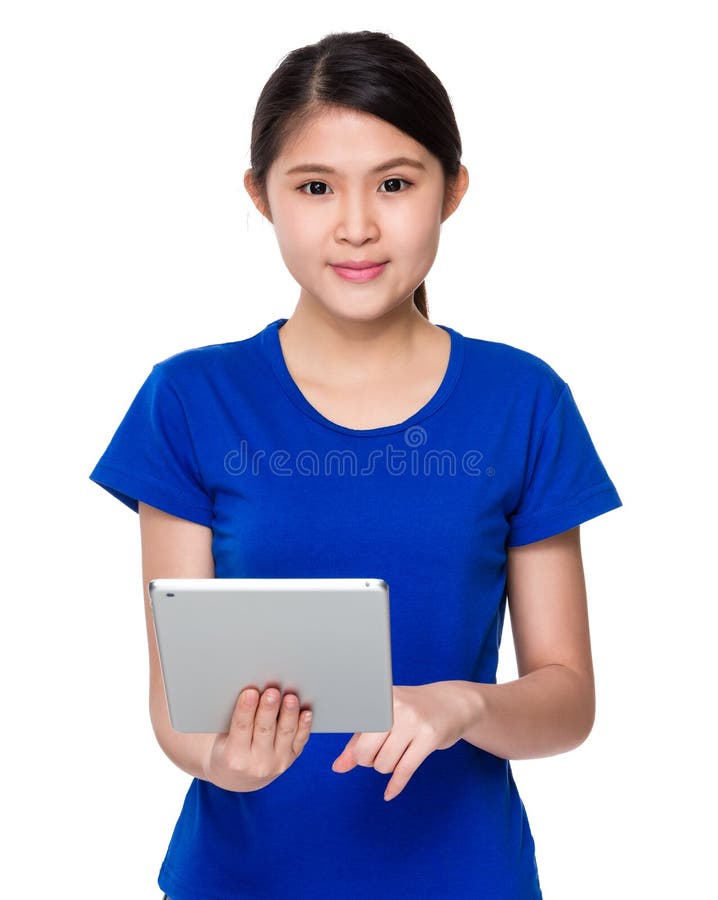 Young Woman Use of the Digital Tablet Stock Photo Image of china