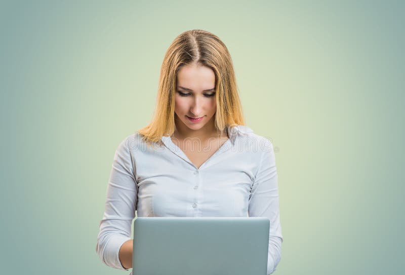 Young woman using laptop stock photography Young woman using laptop stock photography