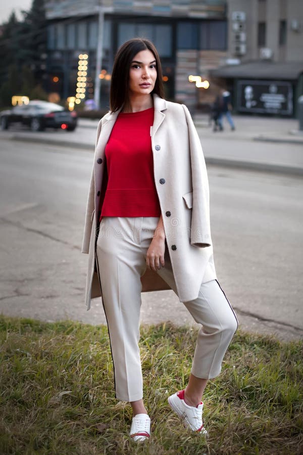 Young woman walking street stock photo. Image of beautiful - 140872402