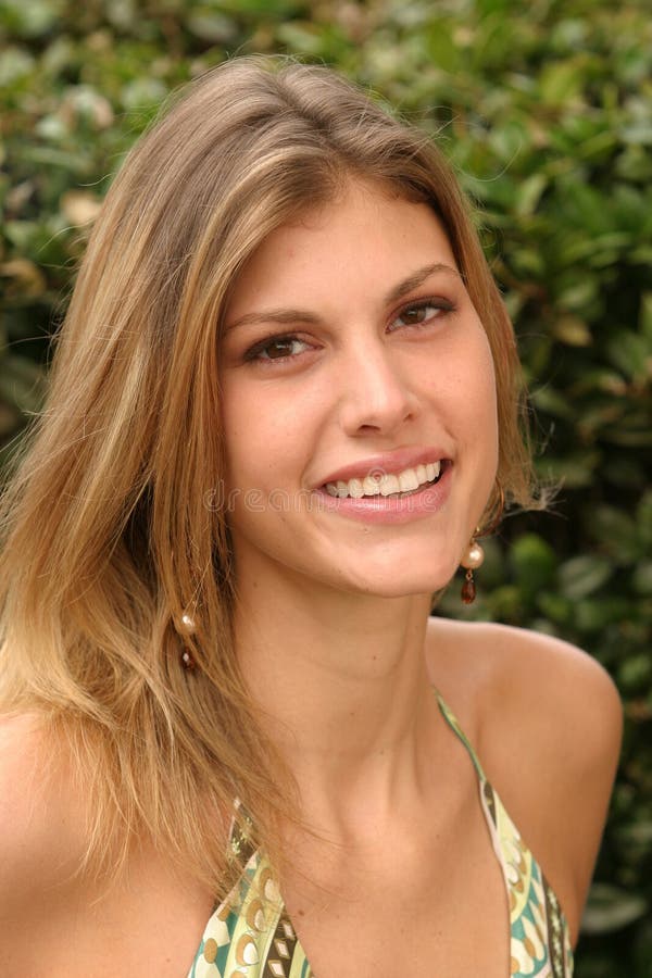 Young woman Wearing a green dress