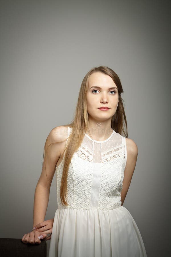 Young woman in white. stock photo. Image of girl, human - 45244080