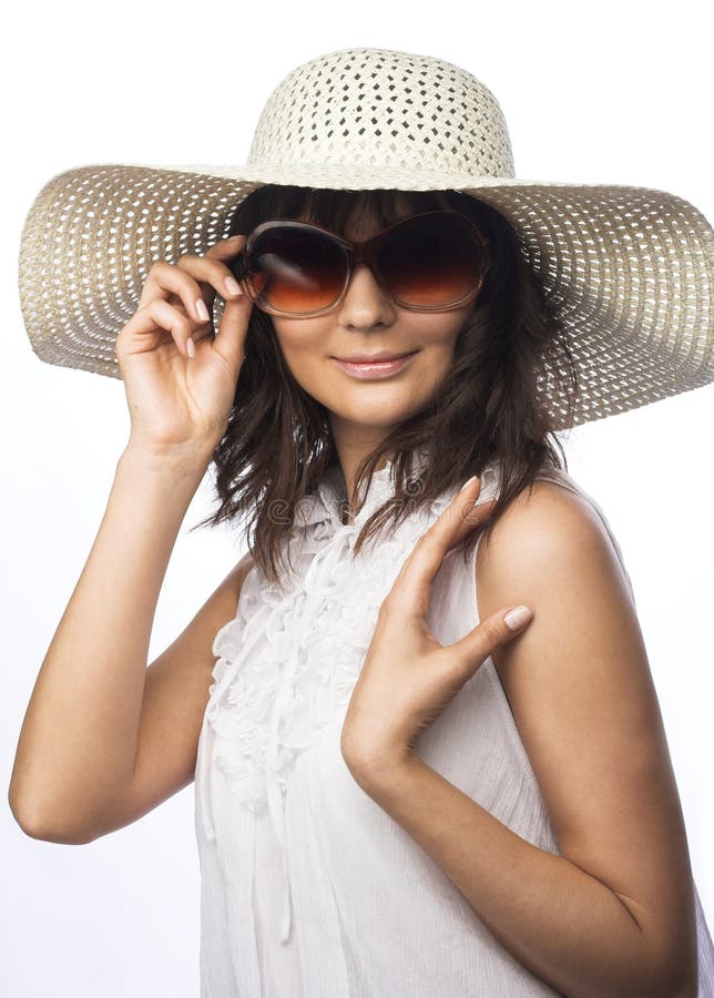 Young woman in white hat