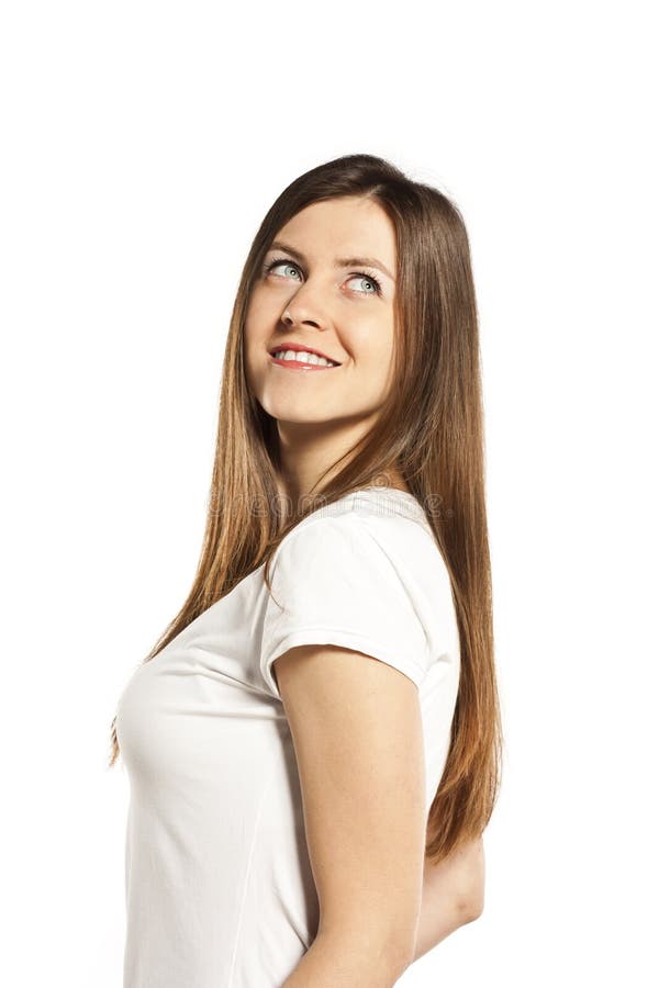 Young woman with a white t-shirt for message