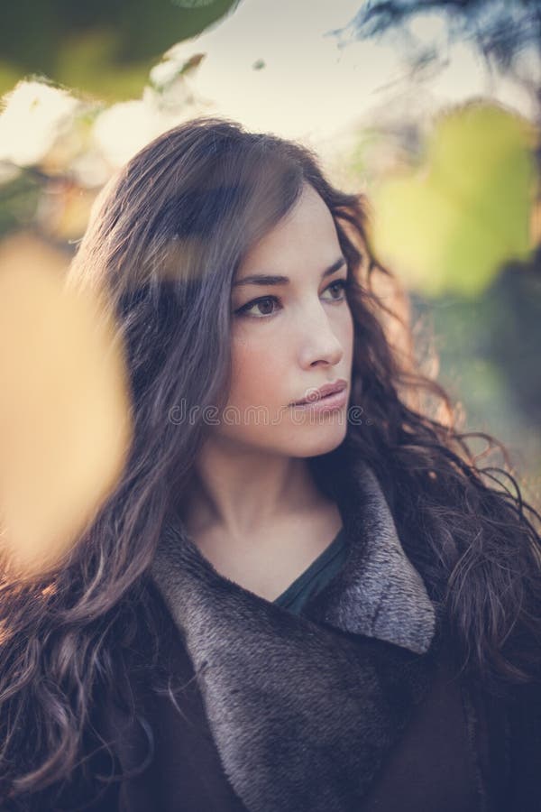 Young woman winter portrait in forest royalty free stock photos Young woman winter portrait in forest royalty free stock photos