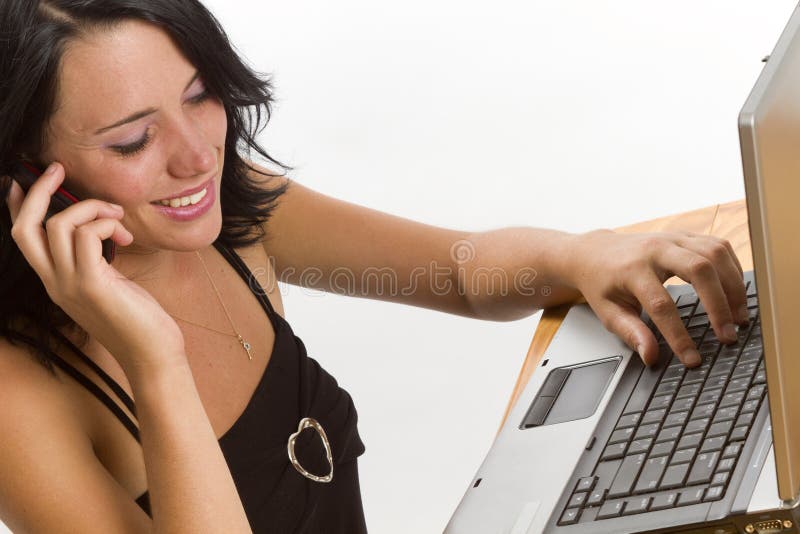 Young woman working on a laptop computer