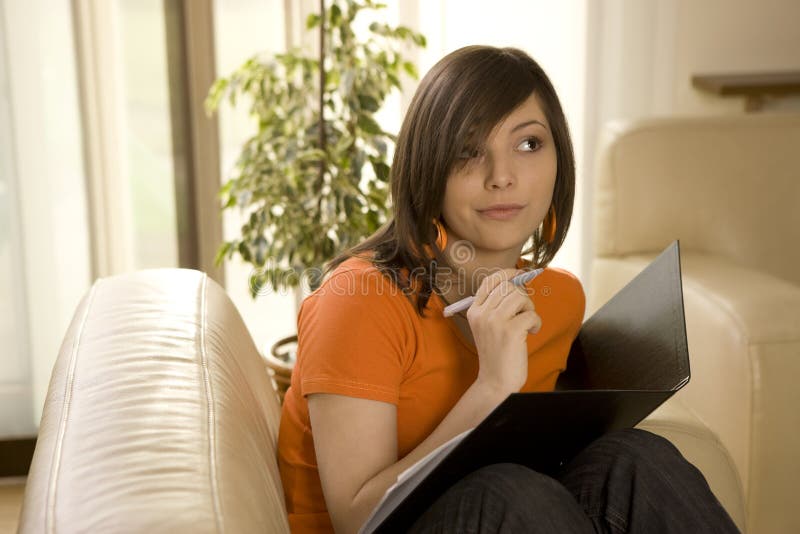 Young woman working or studying