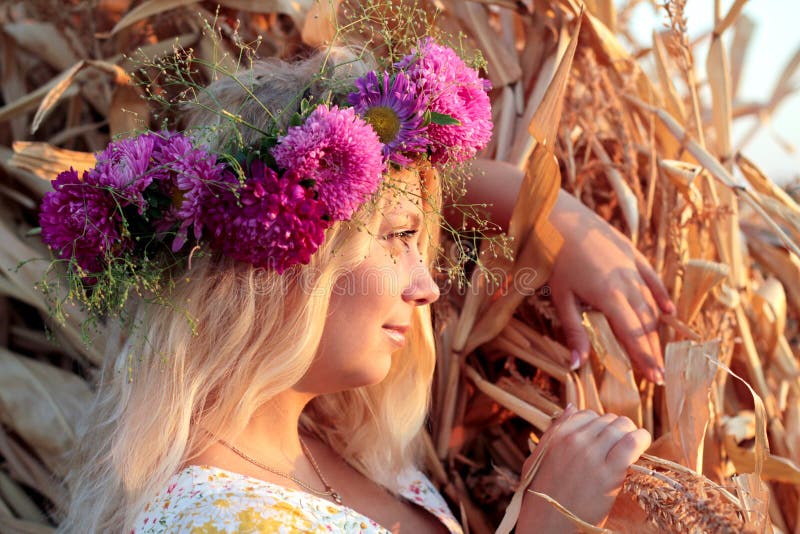 Young woman with wreath