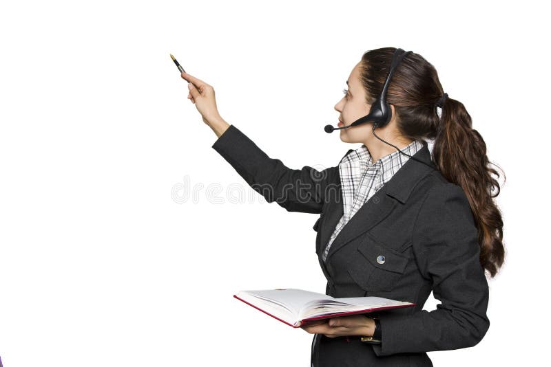 Young women with headset