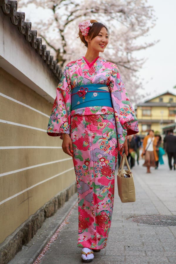 Young Women in Kimono Dress Editorial ...