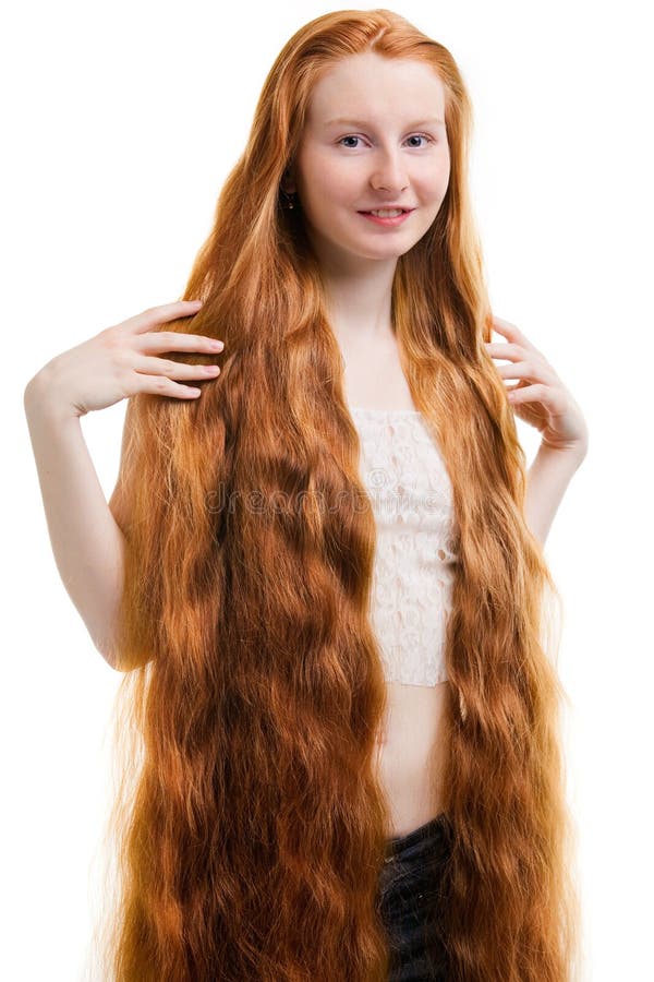 Young woman with long red hair