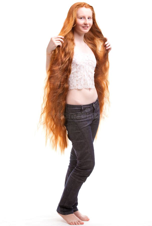 Young woman with long red hair