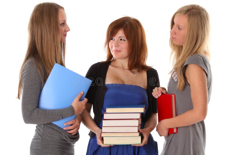 Young women students talking