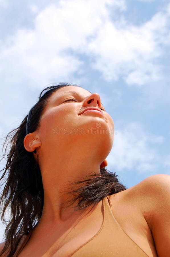 Young girl enjoy the sun