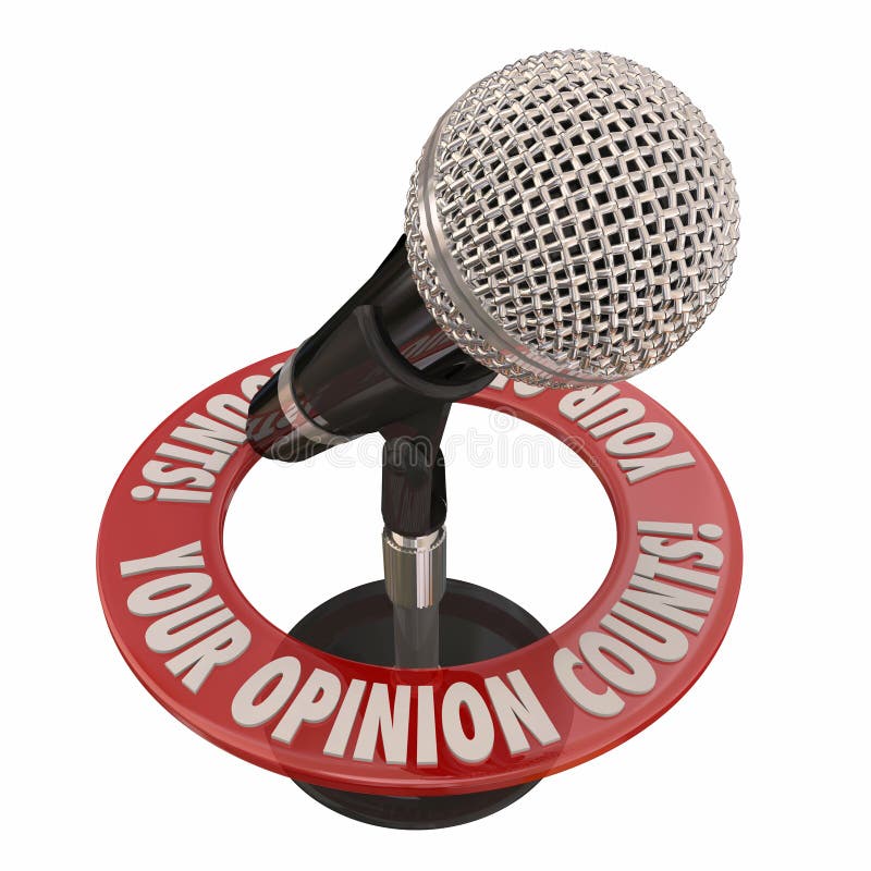 Your Opinion Counts Microphone Share Comments Ideas vector illustration