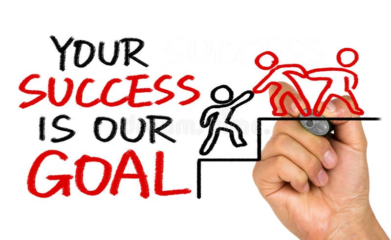 Your success is our goal hand drawing on whiteboard