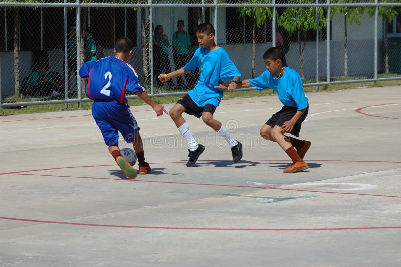 Youth Soccer Game in Thailand stock photos