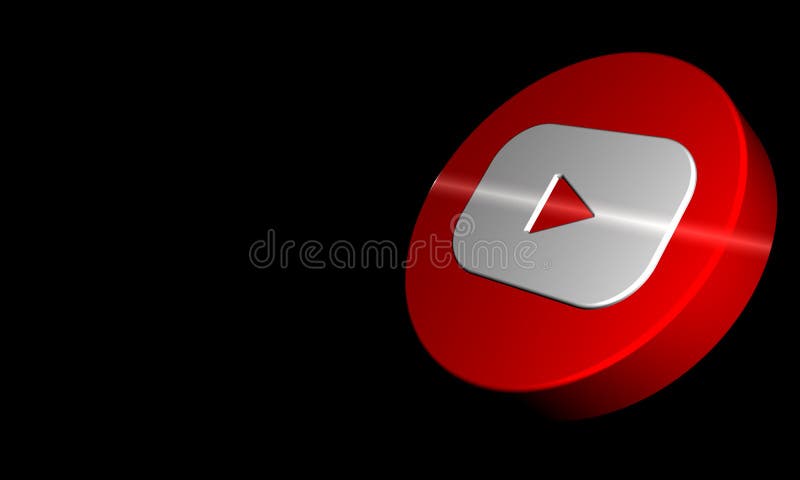 YouTube Button 3D Rendering Logo Isolated in Black Background. Editorial  Photo - Illustration of modern, isolated: 235984206