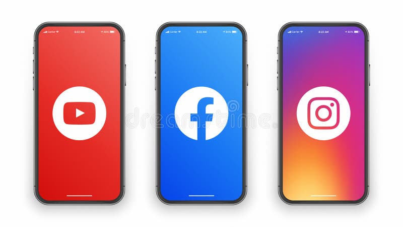 Youtube Facebook Instagram Logo On Iphone Screen Editorial Image Illustration Of Bright Post