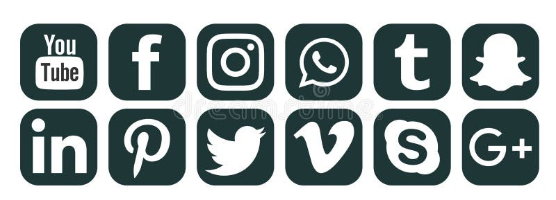 Set of Facebook Twitter Instagram and Youtube Icons. Social Media Icons ...