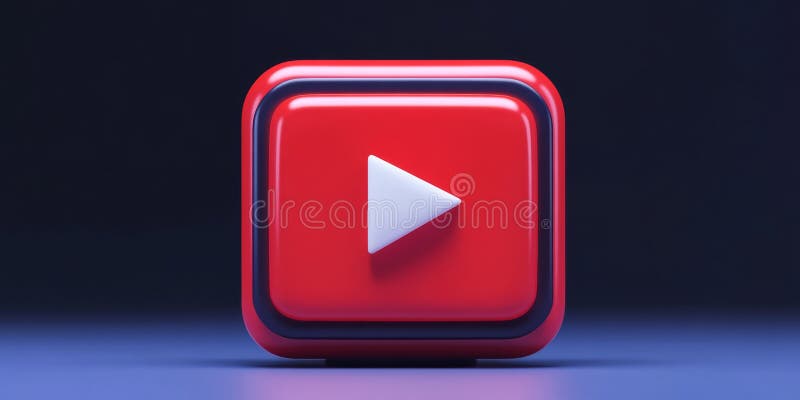 The YouTube Play Button Icon serves as a recognizable Media Player Symbol in digital media vector illustration