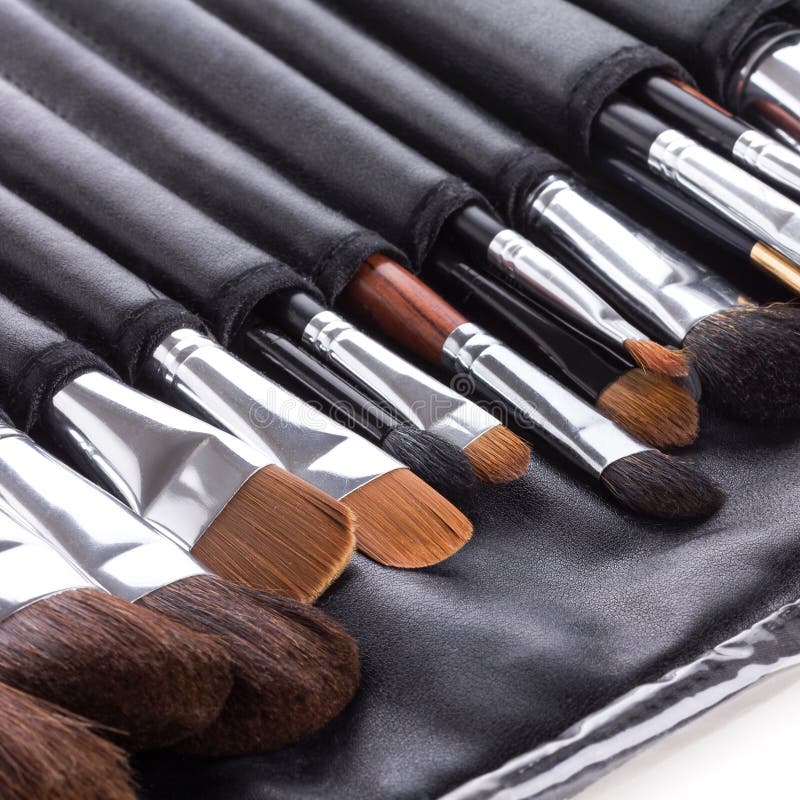 Set of professional make-up brushes in compact case. Set of professional make-up brushes in compact case