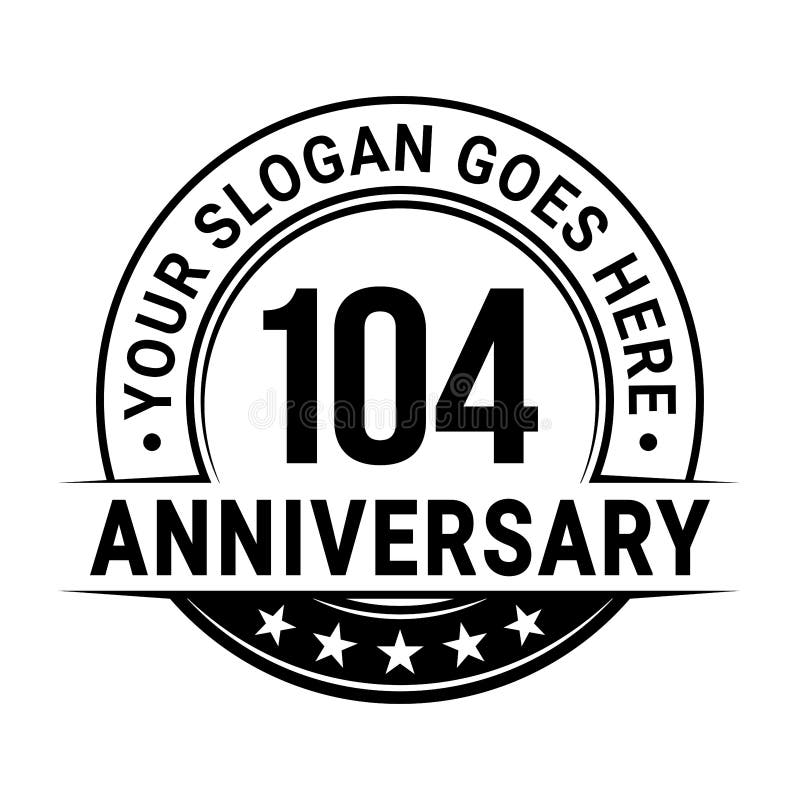 104 Years Anniversary. 104th Anniversary Logo Design Template. Vector