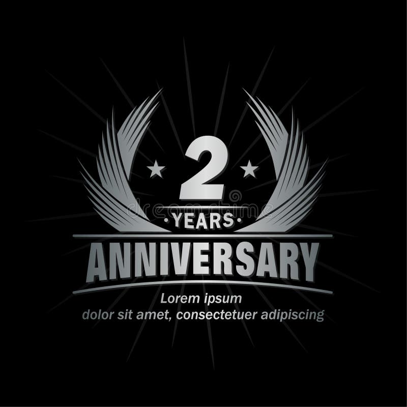 2 Years Anniversary. Elegant Anniversary Design. 2nd Year Logo. Stock