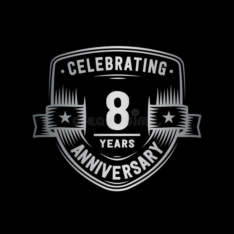 8 Years Anniversary Celebration Shield Design Template. 8th Anniversary