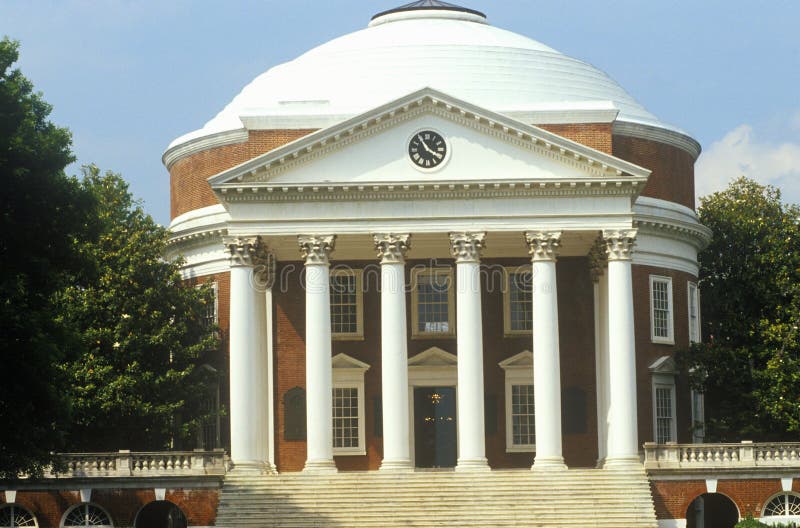 Yttersida av rotundan på universitetet av Virginia planlade vid Thomas Jefferson, Charlottesville, VA
