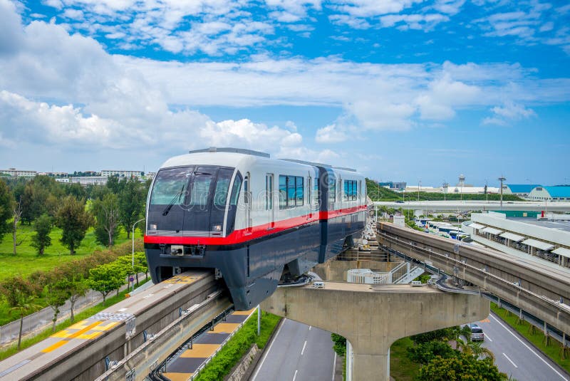 a monorail line in Naha, Okinawa, Japan. a monorail line in Naha, Okinawa, Japan