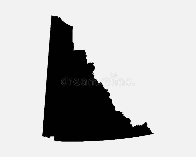 Yukon Canada Map Black Silhouette. YT, Canadian Territory Shape