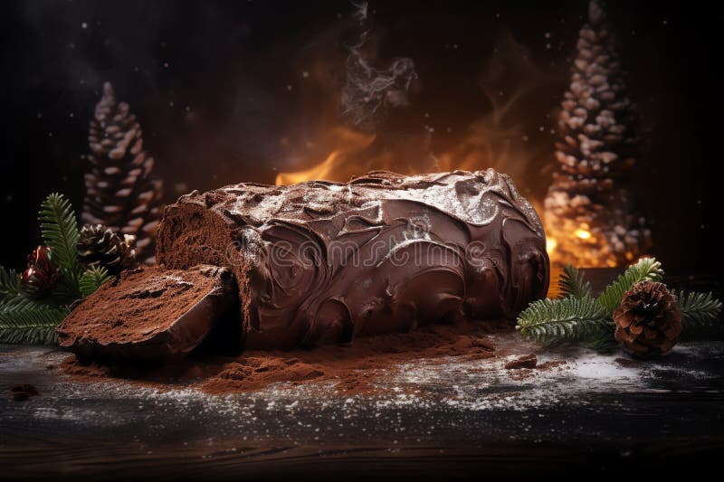Yule log watercolor зимний фон иллюстрация вектора