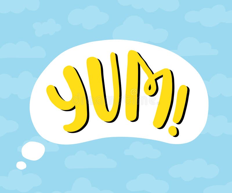 Yum Text. only One Single Word. Printable Graphic Tee. Design Doodle