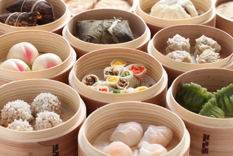 Chinese cuisine in bamboo steamer. Dimsum restaurant stock images, royalty-free photos and pictures
