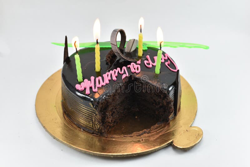 Yummy chocolate birthday cake, happy birthday, time to celebrate, isolated on white background royalty free stock image Yummy chocolate birthday cake, happy birthday, time to celebrate, isolated on white background royalty free stock image