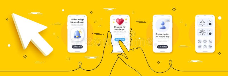 Yummy Lächeln qr Code und 360 Grad Line Icons Pack. für Web App. Bildschirm. Vektor stock abbildung