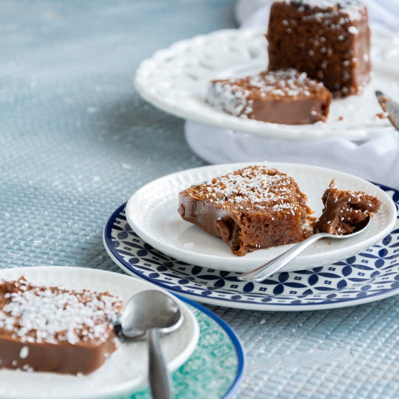 Yummy Sliced Chocolate Cake,holday Dessert Themes Stock Photo Image