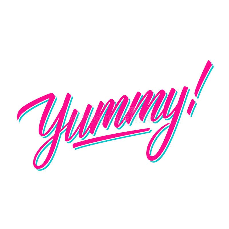 Yummy! рукописная надпись Творческое оформление для знамен, ресторан, меню кафа, продовольственный рынок иллюстрация штока Yummy! рукописная надпись Творческое оформление для знамен, ресторан, меню кафа, продовольственный рынок иллюстрация штока