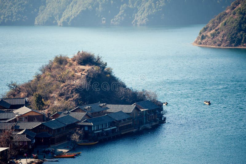 Yunnan, Κίνα, τοπίο λιμνών Lugu στοκ φωτογραφίες με δικαίωμα ελεύθερης χρήσης